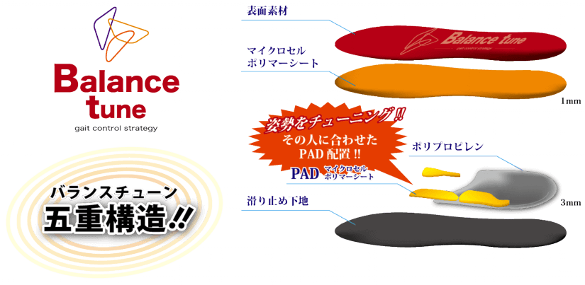 バランストーンは5重構造でその方に合わせた姿勢にチューニングします。