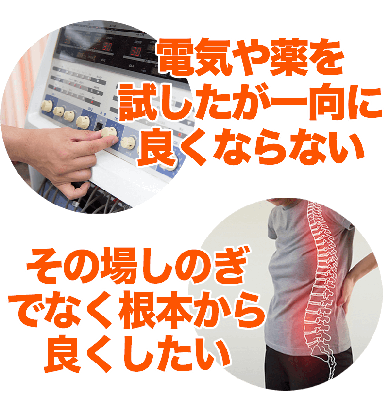 電気や薬を試したが一向に良くならない,その場しのぎではなく根本から良くしたい